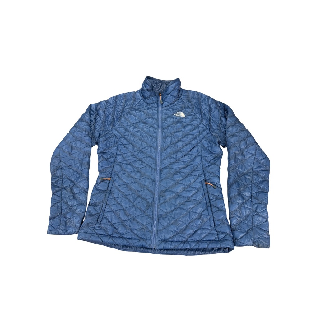 The North Face Womens Thermoball Quilted Puffer Jacket Blue Full Zip Medium
